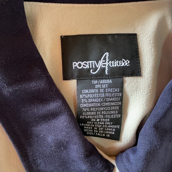 POSITIVE ATTITUDE Cream&Navy BlazerJacket Size 14 - Picture 8 of 8